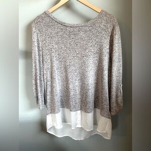 Gray and White Layered Top